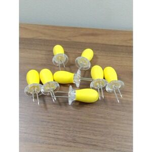 Vtg Yellow Chunky Corn On The Cob Pick Holders Set of 4 Serving Set (bj)